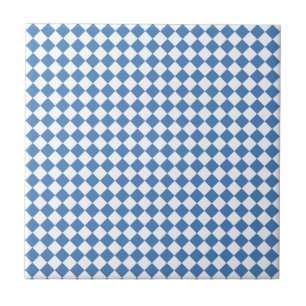 Padrão de Diamante Xadrez Branco Azul