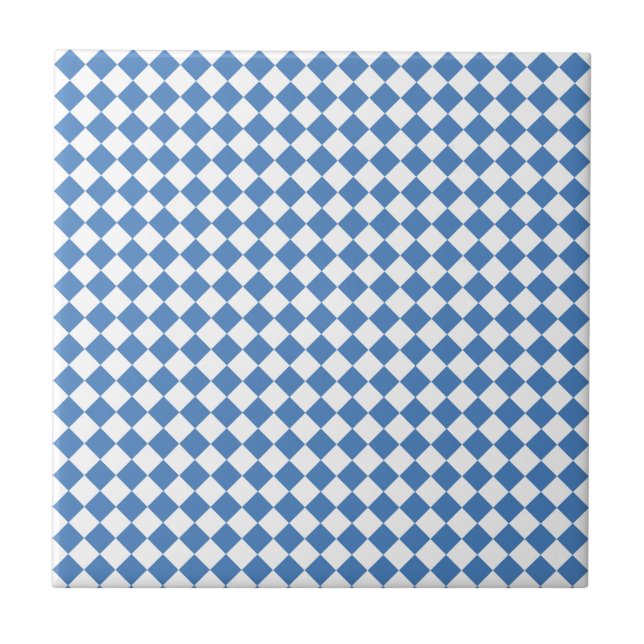 Padrão de Diamante Xadrez Branco Azul (Frente)