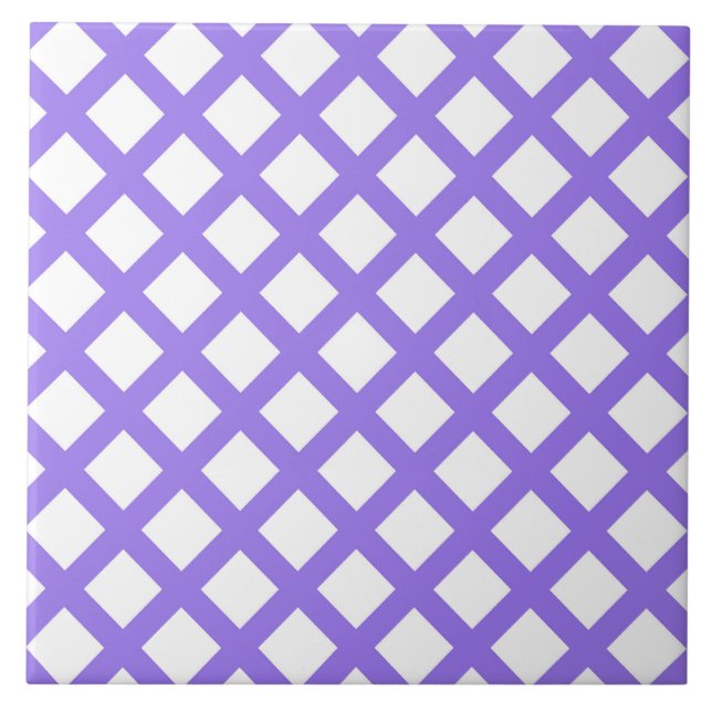 Padrão de Diamante Xadrez Branco Roxo (Frente)