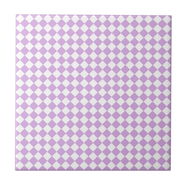 Padrão de Diamante Xadrez Branco Roxo (Frente)