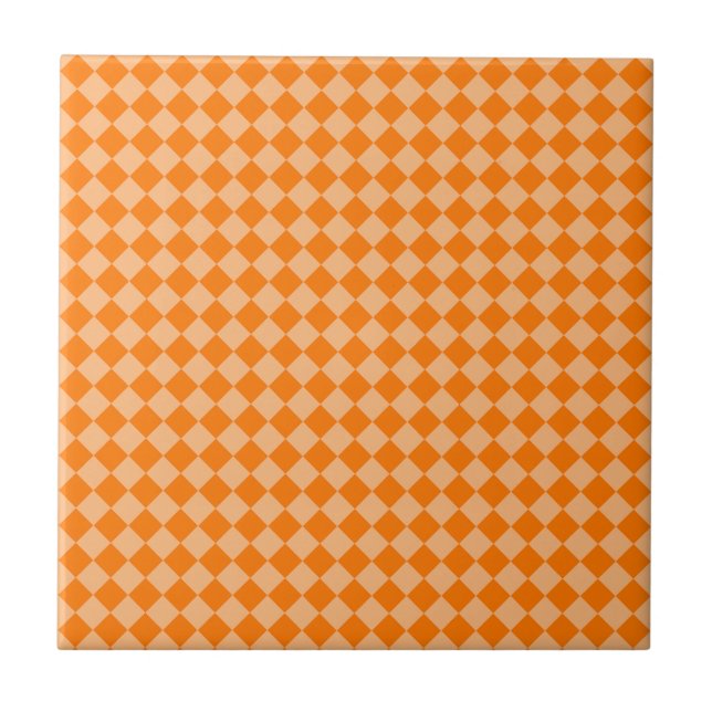 Padrão de Diamante Xadrez Laranja (Frente)