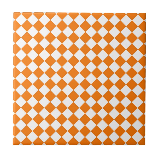 Padrão de Diamante Xadrez Laranja Branco (Frente)
