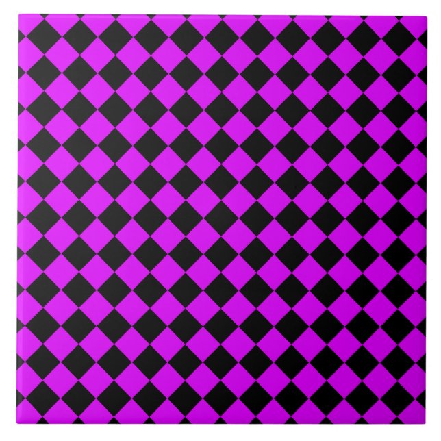 Padrão de Diamante Xadrez Preto Roxo (Frente)