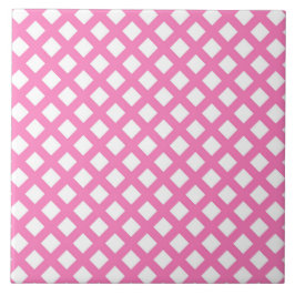 Padrão de Diamante Xadrez Rosa Branco