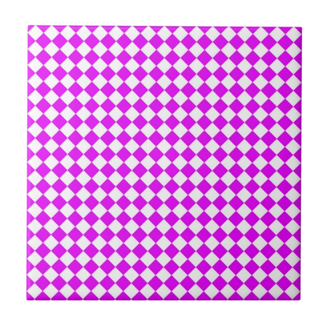 Padrão de diamante xadrez rosa e branco (Frente)