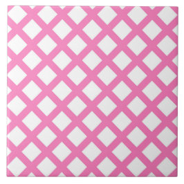 Padrão de diamante xadrez rosa e branco