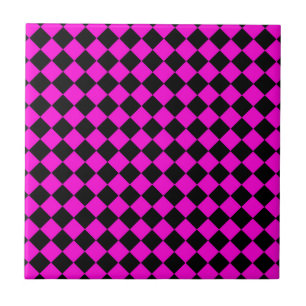 Padrão de diamante xadrez rosa e preto