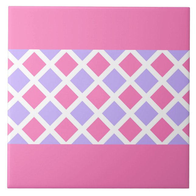 Padrão de Diamante Xadrez Rosa Roxo (Frente)