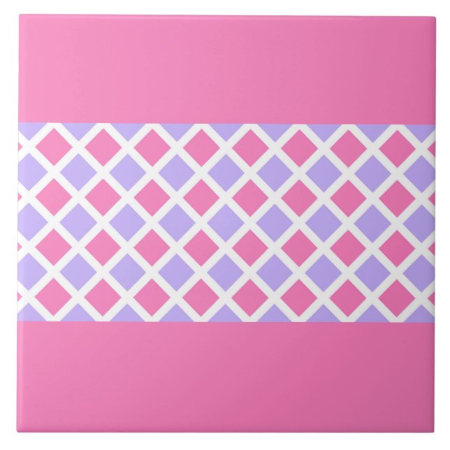 Padrão de Diamante Xadrez Rosa Roxo (Frente)