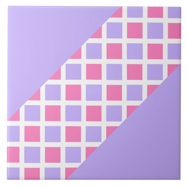 Padrão de Diamante Xadrez Rosa Roxo (Frente)