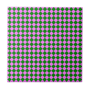 Padrão de Diamante Xadrez Rosa Verde
