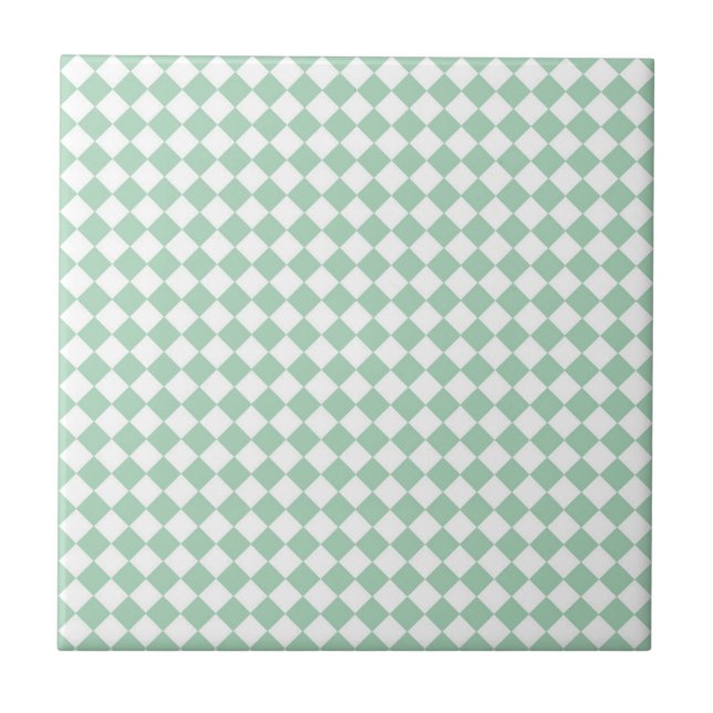 Padrão de Diamante Xadrez Verde Branco (Frente)