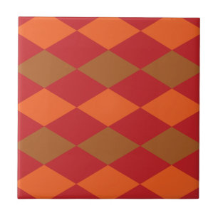 Padrão de Diamante Xadrez Verde Laranja