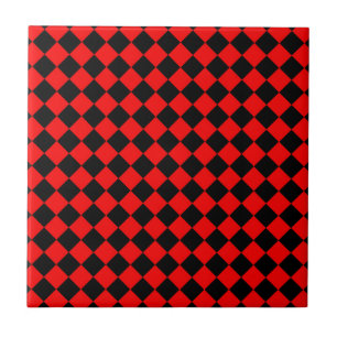 Padrão de Diamante Xadrez Vermelho e Preto