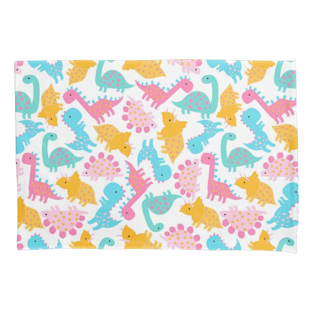 Padrão de Dinossauro Rosa e Teal Divertido (Frente)