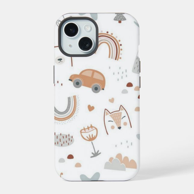 Padrão de Diversão de Animais de Doodle Personaliz (Verso)