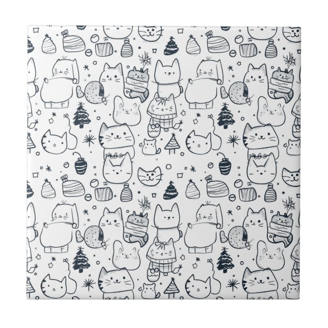 Padrão de Doodle de Natal de Inverno Fofo (1) (Frente)