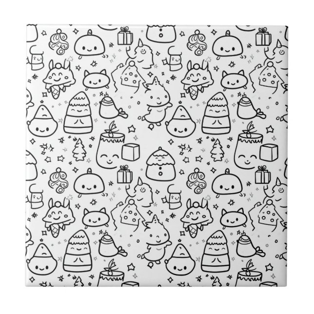 Padrão de Doodle de Natal de Inverno Fofo (6) (Frente)