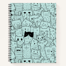 Padrão de Doodles de Gato Kawaii