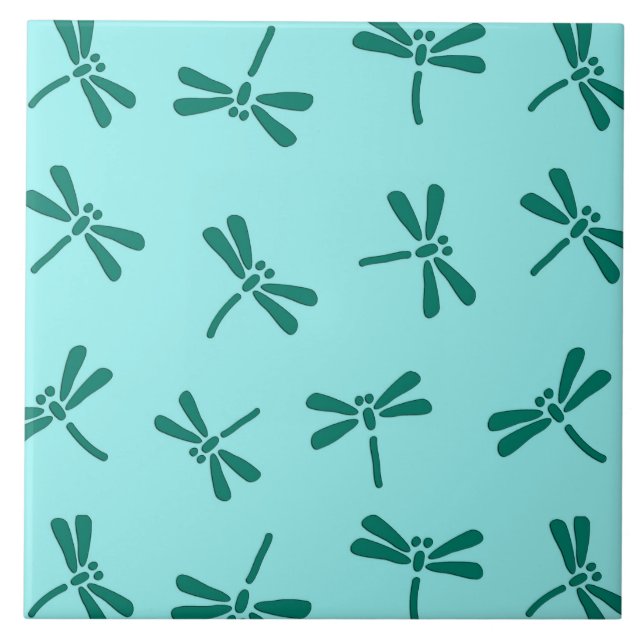 Padrão de Dragonfly Japonês, Turquesa e Aqua (Frente)
