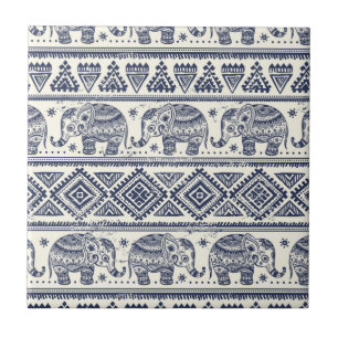 Padrão de Elefante Étnico Azul