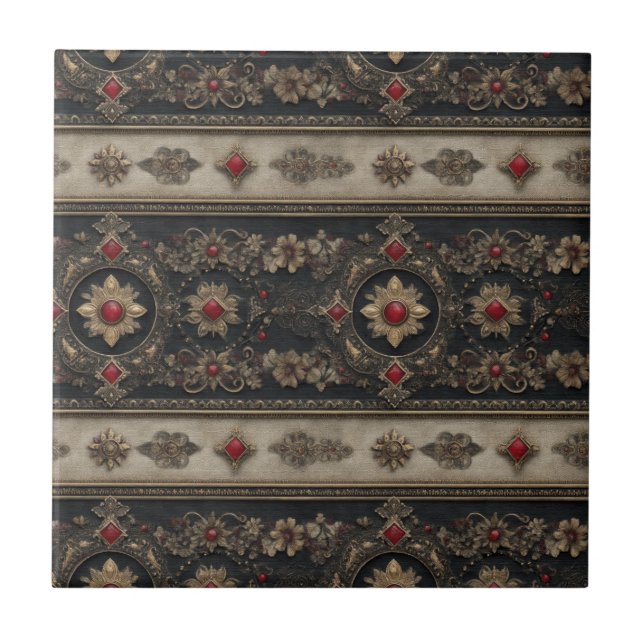 Padrão de Elegância Gótica Barroca Rubi (Frente)