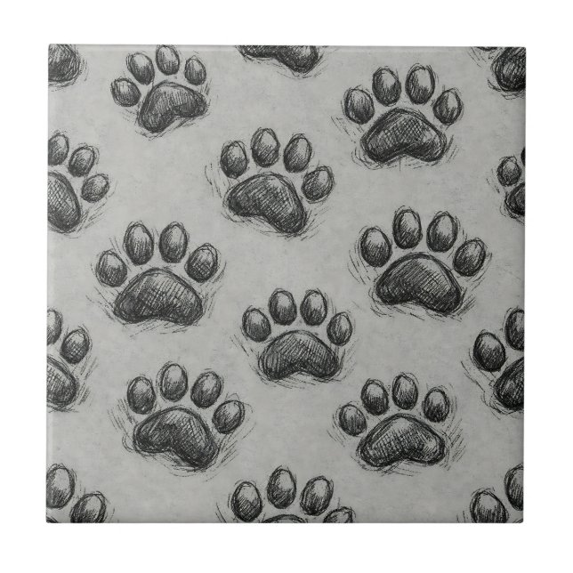 Padrão de Esboço de Impressão de Pata Minimalista  (Frente)