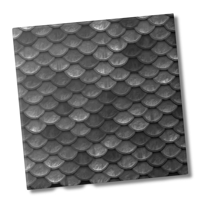 Padrão de Escala de Sereia da Cinza Preta Metálica (Glam Metallic Black Gray Mermaid Scales Pattern ceramic tile)