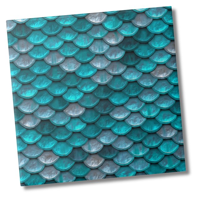 Padrão de Escala de Sereia Metálico Turquesa (Metallic Turquoise Teal Mermaid Scales Pattern ceramic tile)