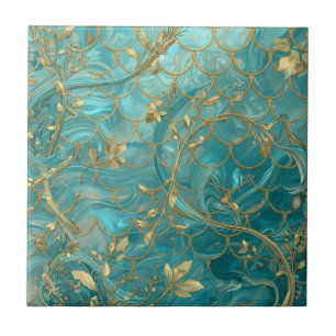 Padrão de Escama de Sereia Aqua Pearlescente & Our