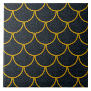 Padrão de Escamas Escalonadas Preto e Dourado