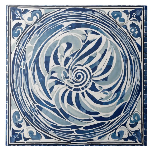Padrão de espiral branco azul 02 (Frente)