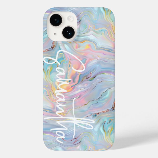 Padrão de espiral Dourado de Geode Marble Azul-Cor (Verso)