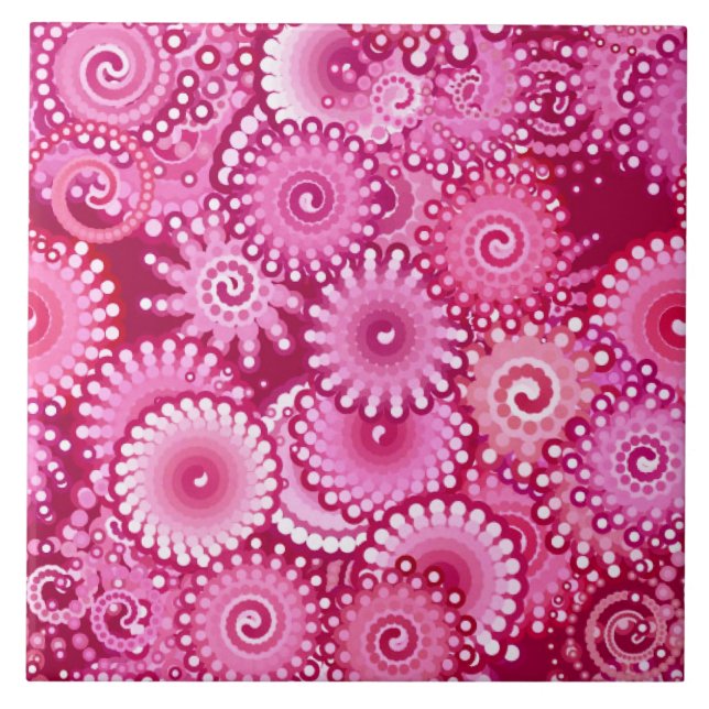Padrão de espiral frontal, magenta, rosa e borgonh (Frente)