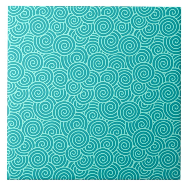 Padrão de espiral japonês - turquesa e aqua (Frente)