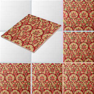 Padrão de Estampa de Brocado Floral da Era Tudor
