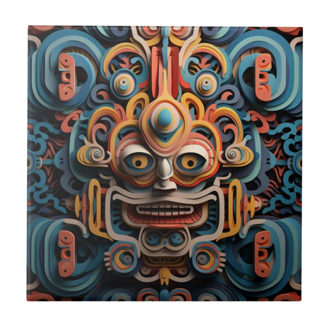 Padrão de estilo de arte 3D de papel vibrante trib (Frente)