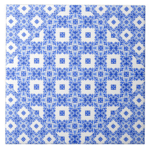 Padrão de estilo delft branco-azul-mediterrânico