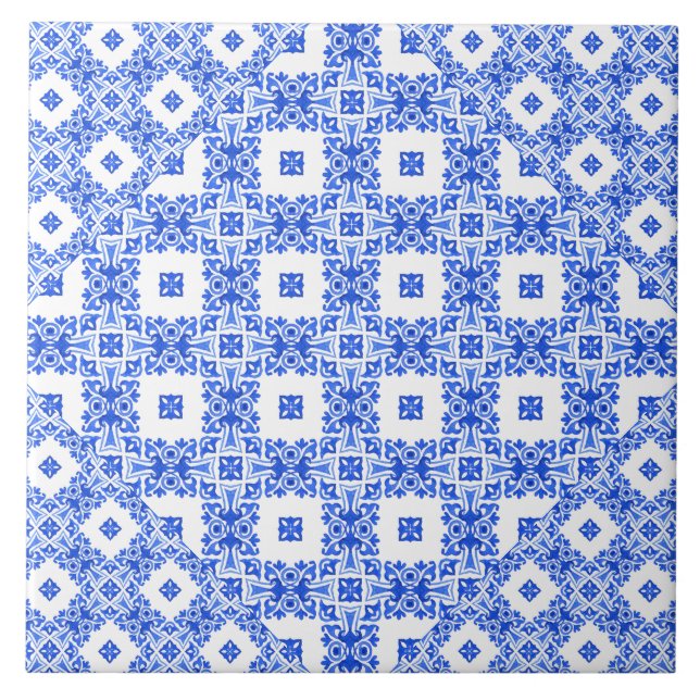Padrão de estilo delft branco-azul-mediterrânico i (Frente)