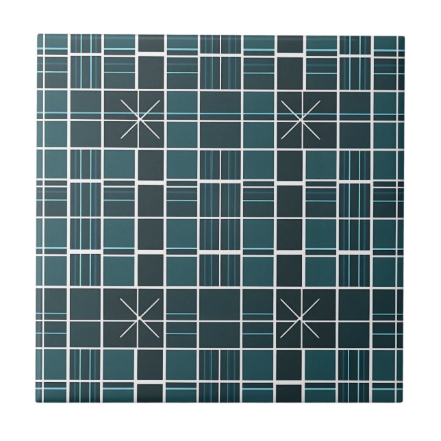 Padrão de Estrela em Grade Azul Escuro Moderno  (Frente)