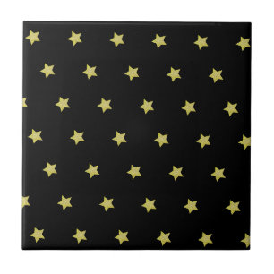 Padrão de Estrela Preto e Dourado Elegante