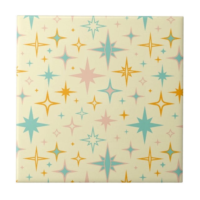 Padrão de estrelas coloridas retrô (Frente)
