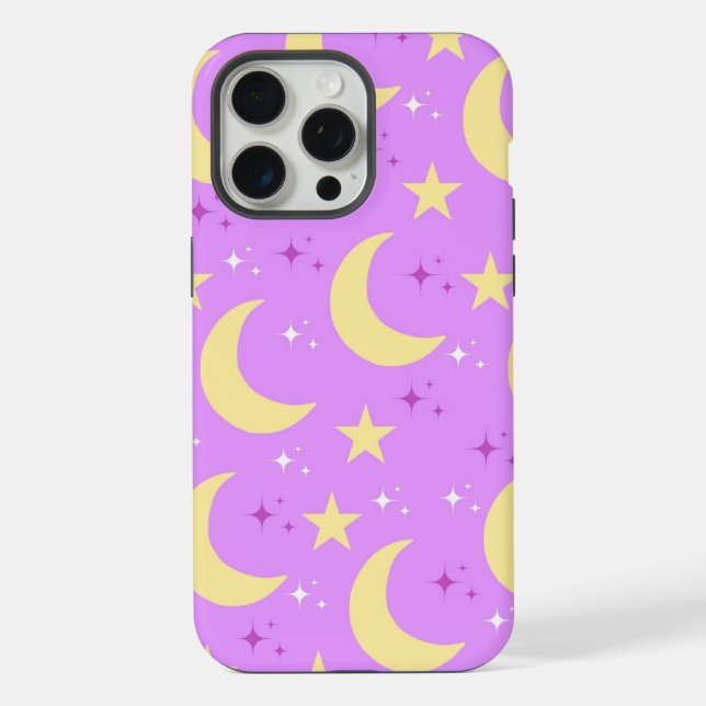 Padrão de Estrelas da Lua Celestial Fundo Roxo (Verso)