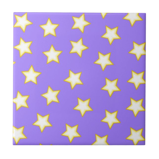 Padrão de Estrelas Geométricas Branco Roxo (Frente)
