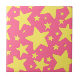 Padrão de Estrelas Geométricas Cor-de-Rosa Amarelo