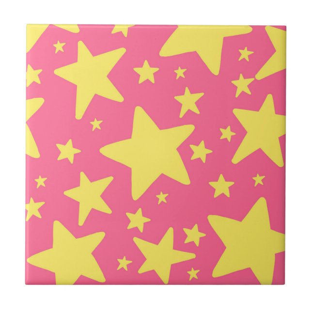Padrão de Estrelas Geométricas Cor-de-Rosa Amarelo (Frente)