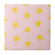Padrão de Estrelas Geométricas Cor-de-Rosa Amarelo