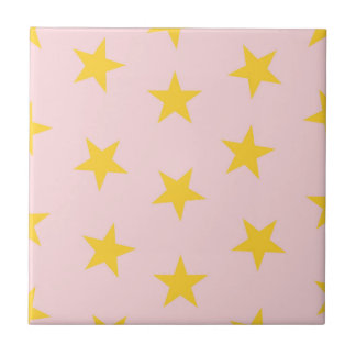 Padrão de Estrelas Geométricas Cor-de-Rosa Amarelo