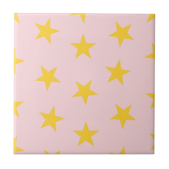 Padrão de Estrelas Geométricas Cor-de-Rosa Amarelo (Frente)