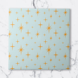 Padrão de Estrelas Meio do Século Moderno Laranja